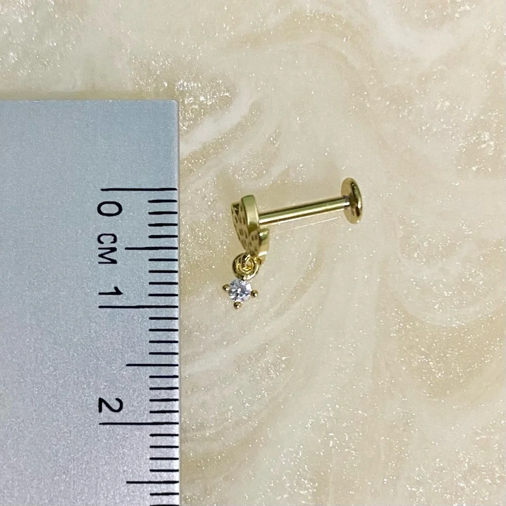 Elegant Gold Leaf Stud Earring with zircon Charm